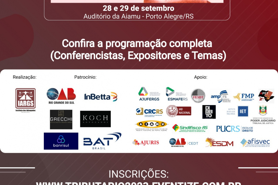 Congresso de Direito Tributário acontece em setembro no RS